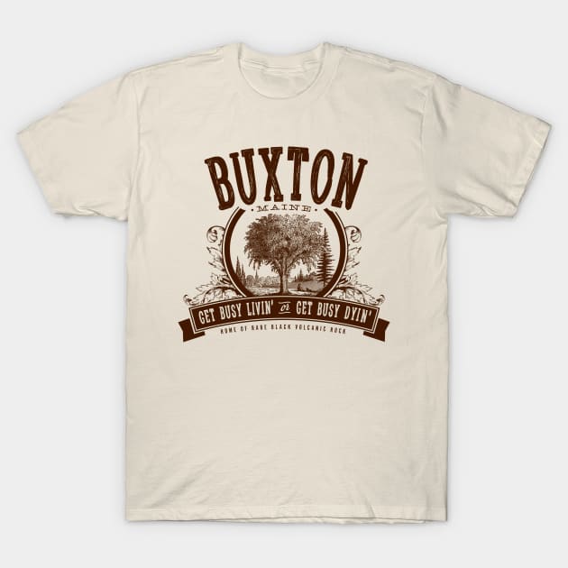 Buxton Maine T-Shirt by MindsparkCreative